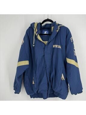 Vintage 90s Starter coat Notre Dame fighting irish football puffer navy blue